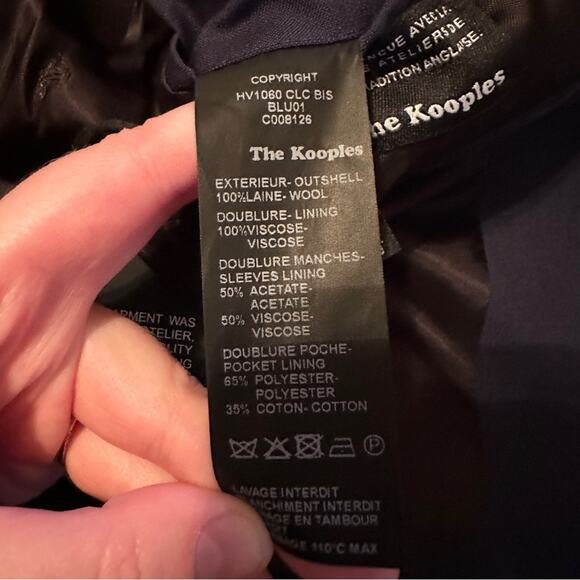 The Kooples Wool Blue Fitted Two Button Closure Suit Blazer Jacket Sz 38 NEW - Picture 11 of 13